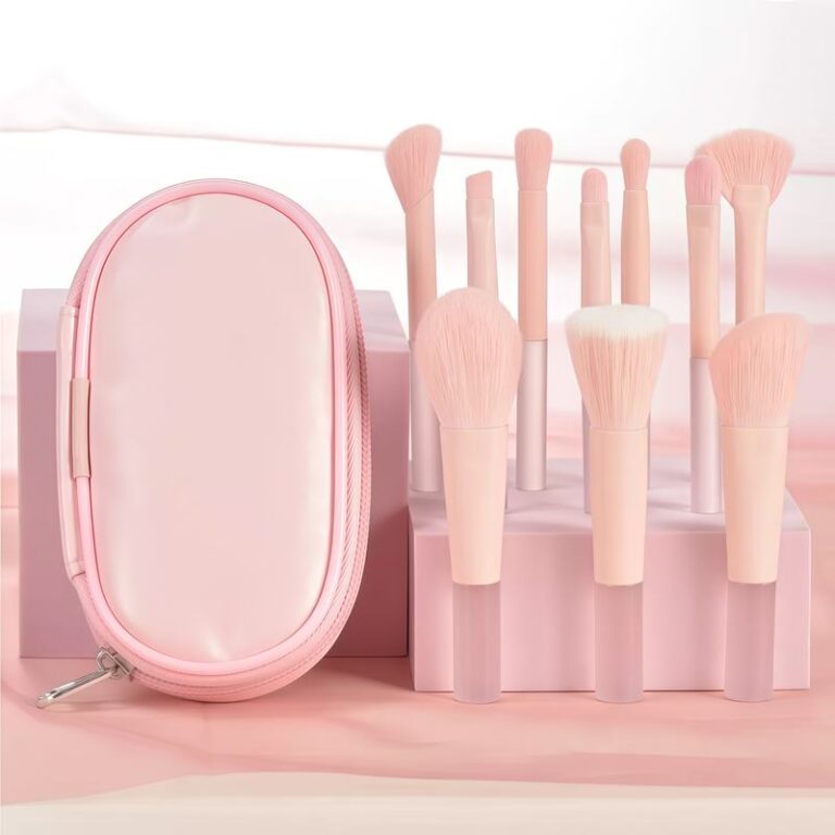 Portable 10 Mini Sugar Jelly Synthetic Hair Makeup Brush Set with Resin Handles Concealer & Highlighter Applicator Brushes